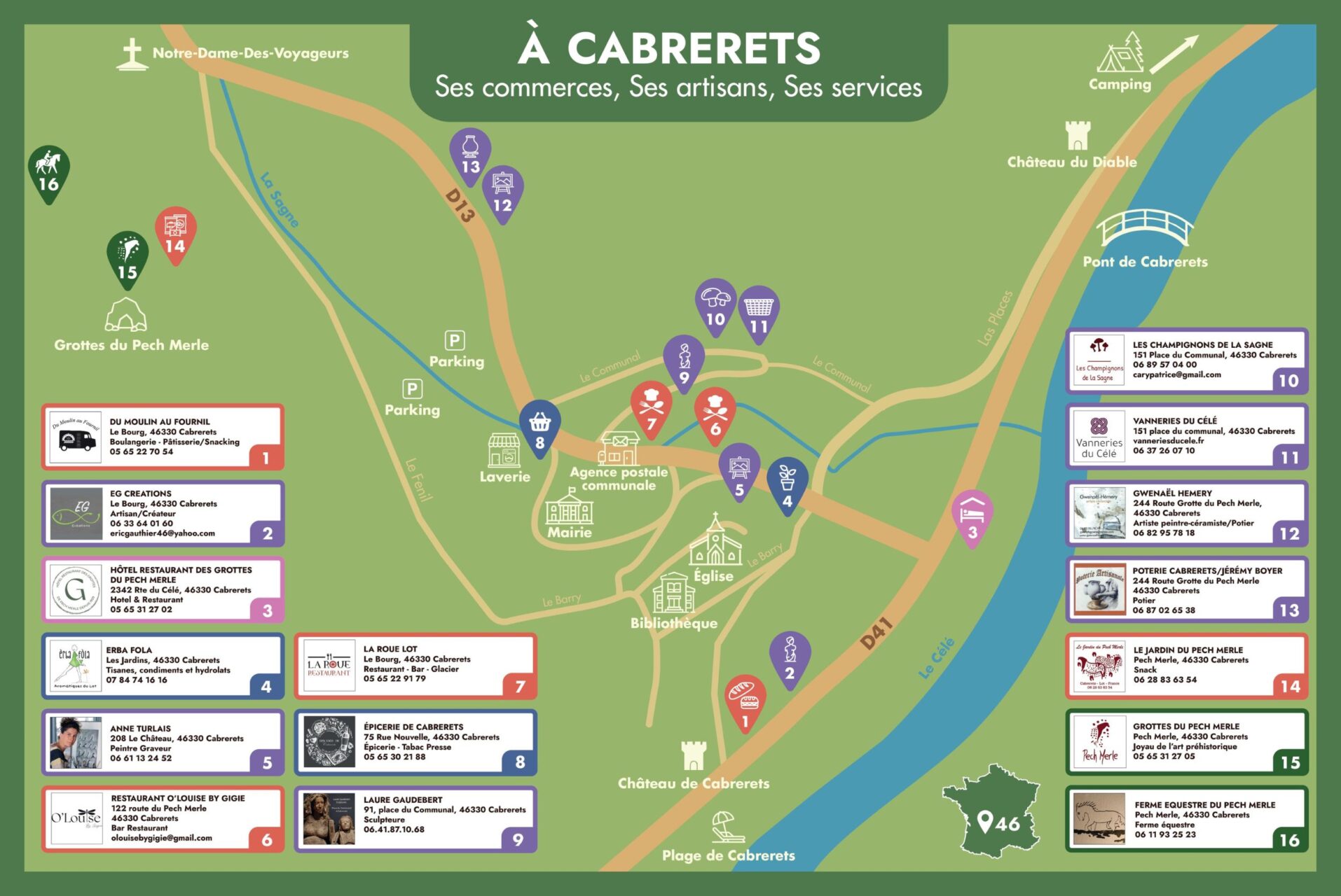 Commerces de Cabrerets, artisans et services